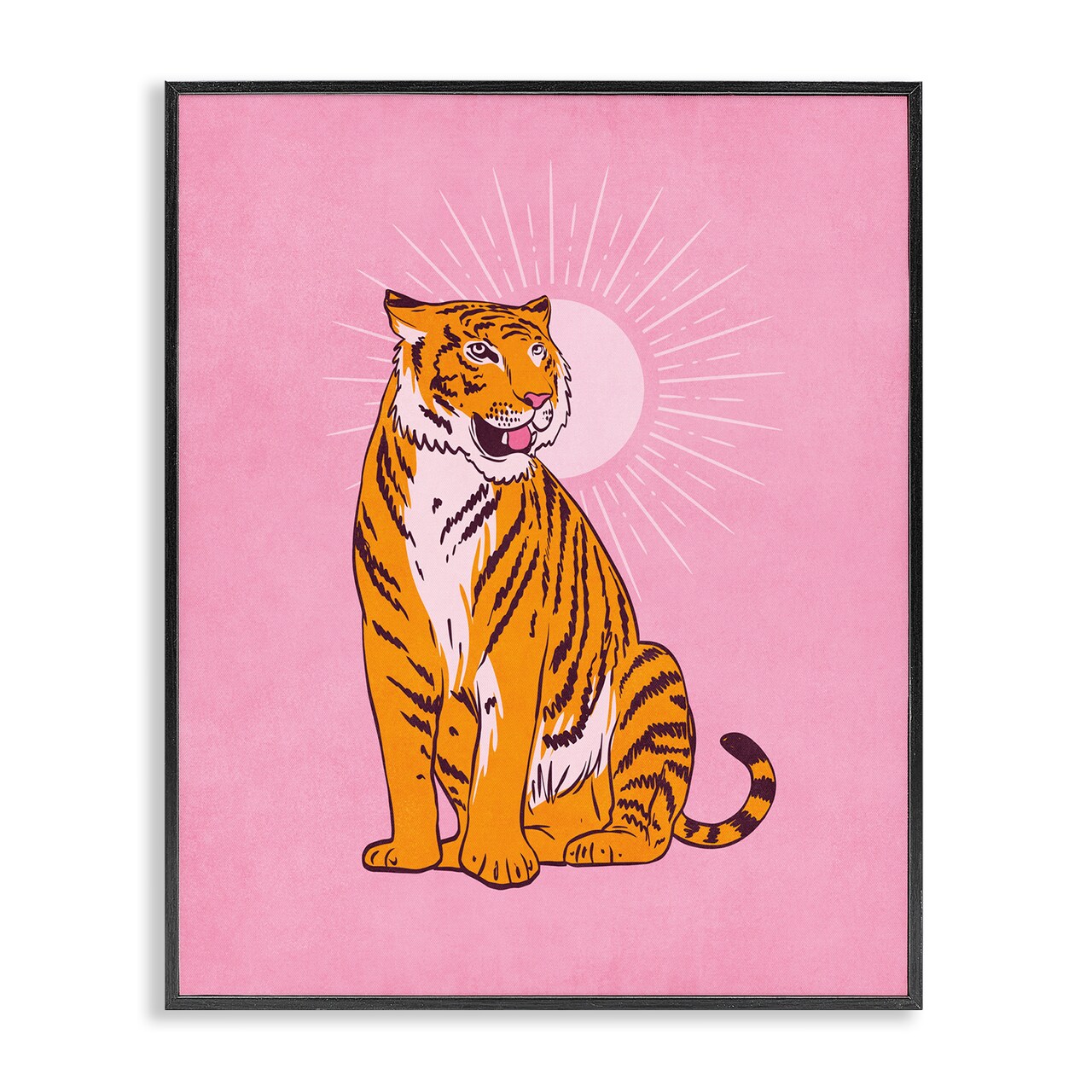 Stupell Industries Preppy Tiger on Pink Framed Giclee Wall Art Design by Nataly White
